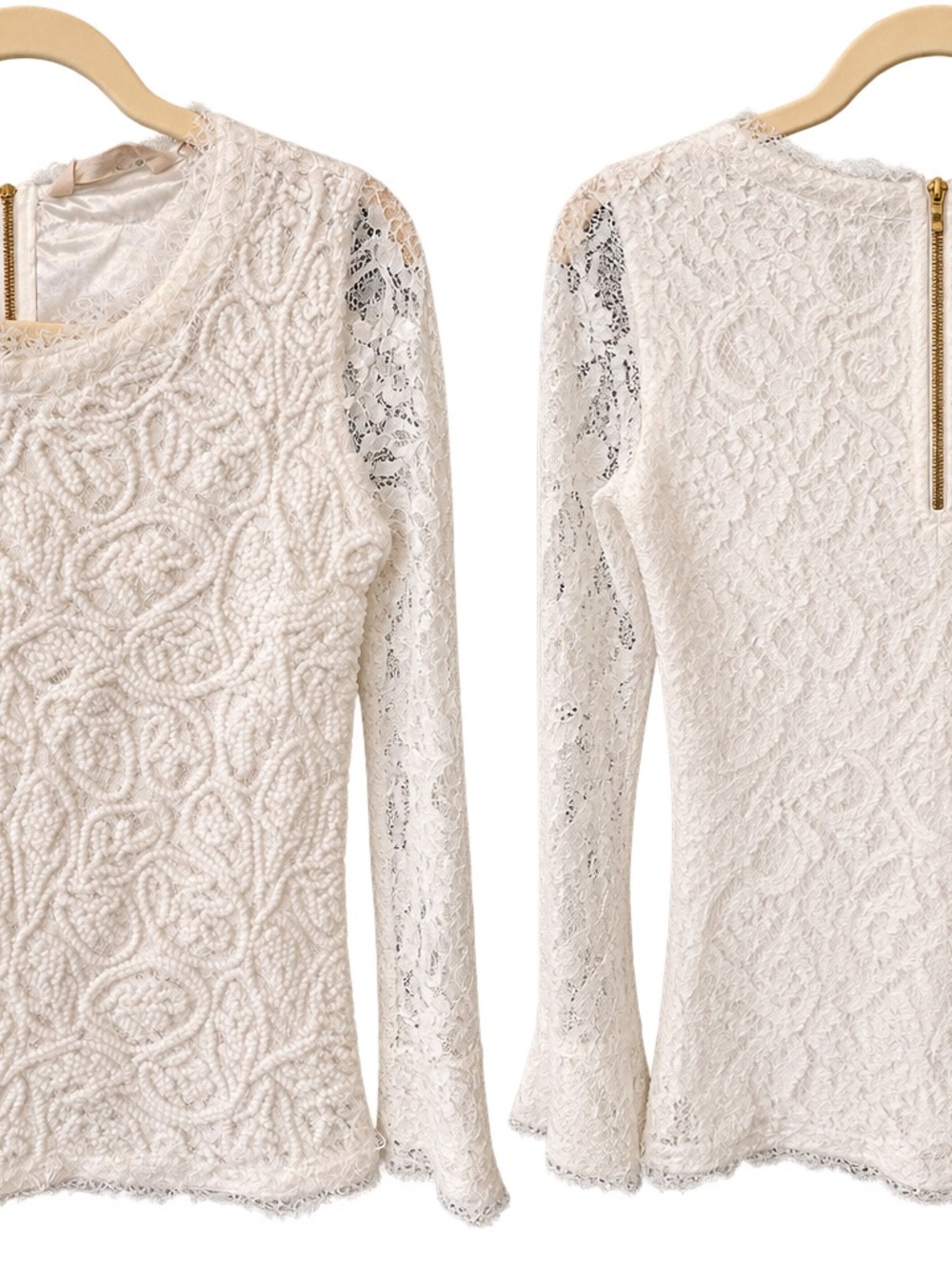 Soft Surroundings Ivory Lace Embroidered Top XS Long Sleeve Boho Romantic